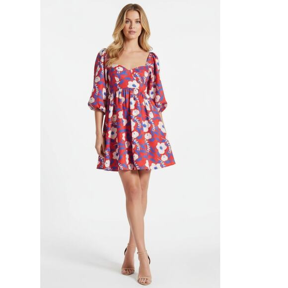 Hutch Floral Printed Mini Dress Small Red NWT - Picture 1 of 7